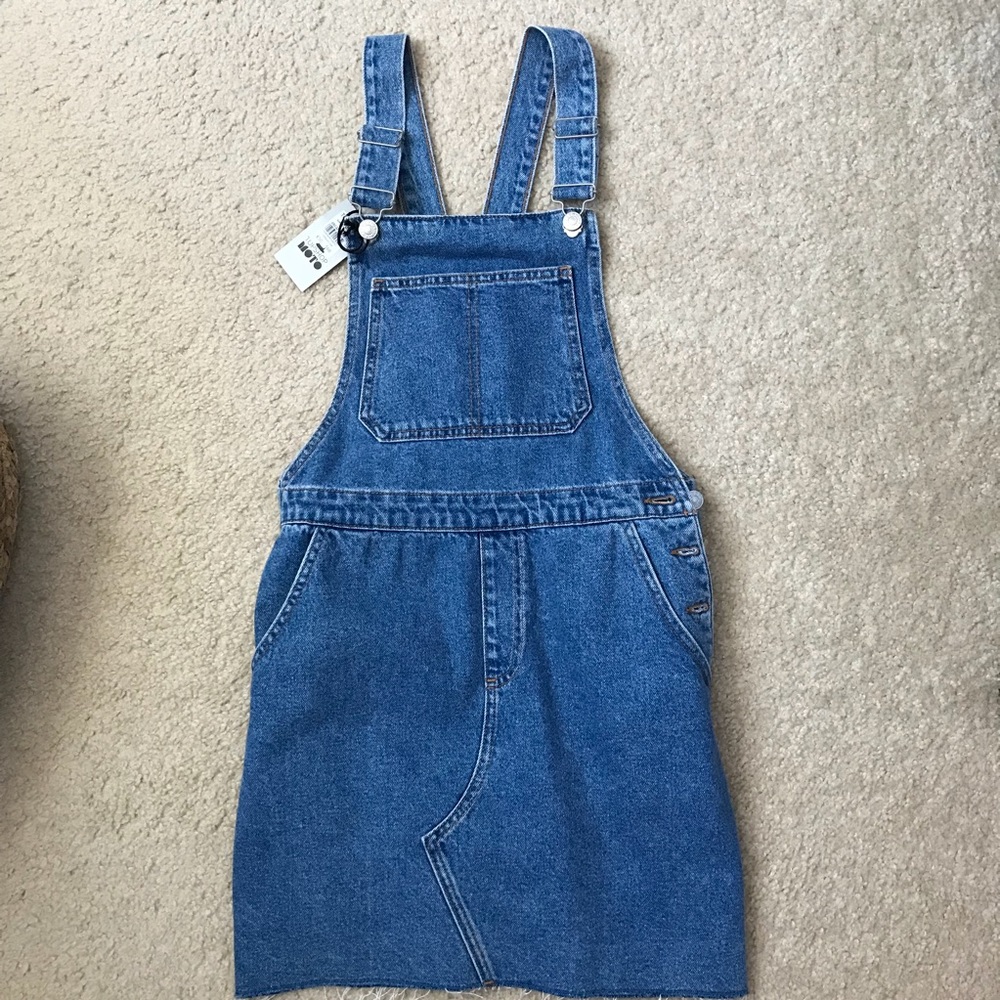 NWT Topshop denim pinafore dress